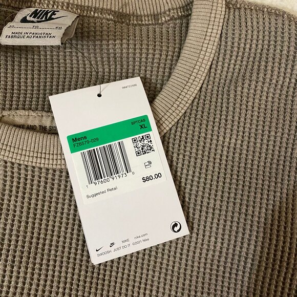 Nike Life Heavyweight Waffle Long Sleeve Top L - Picture 13 of 14